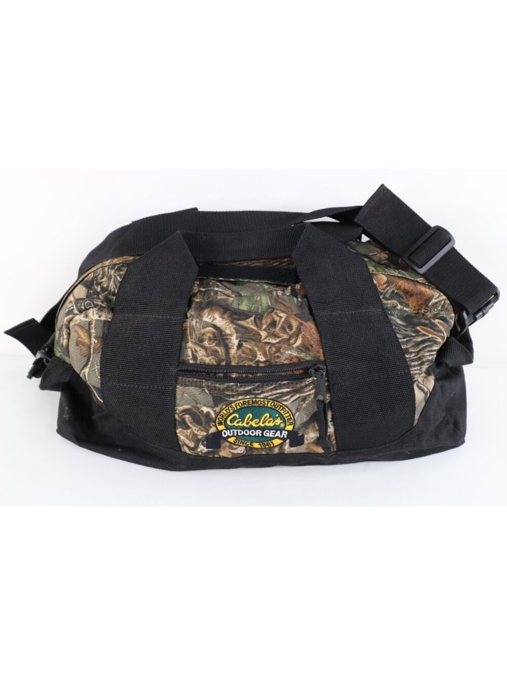 Vintage 90s Y2K Cabelas Spell Out Ripstop Camouflage Handled Duffel Bag Carry On
